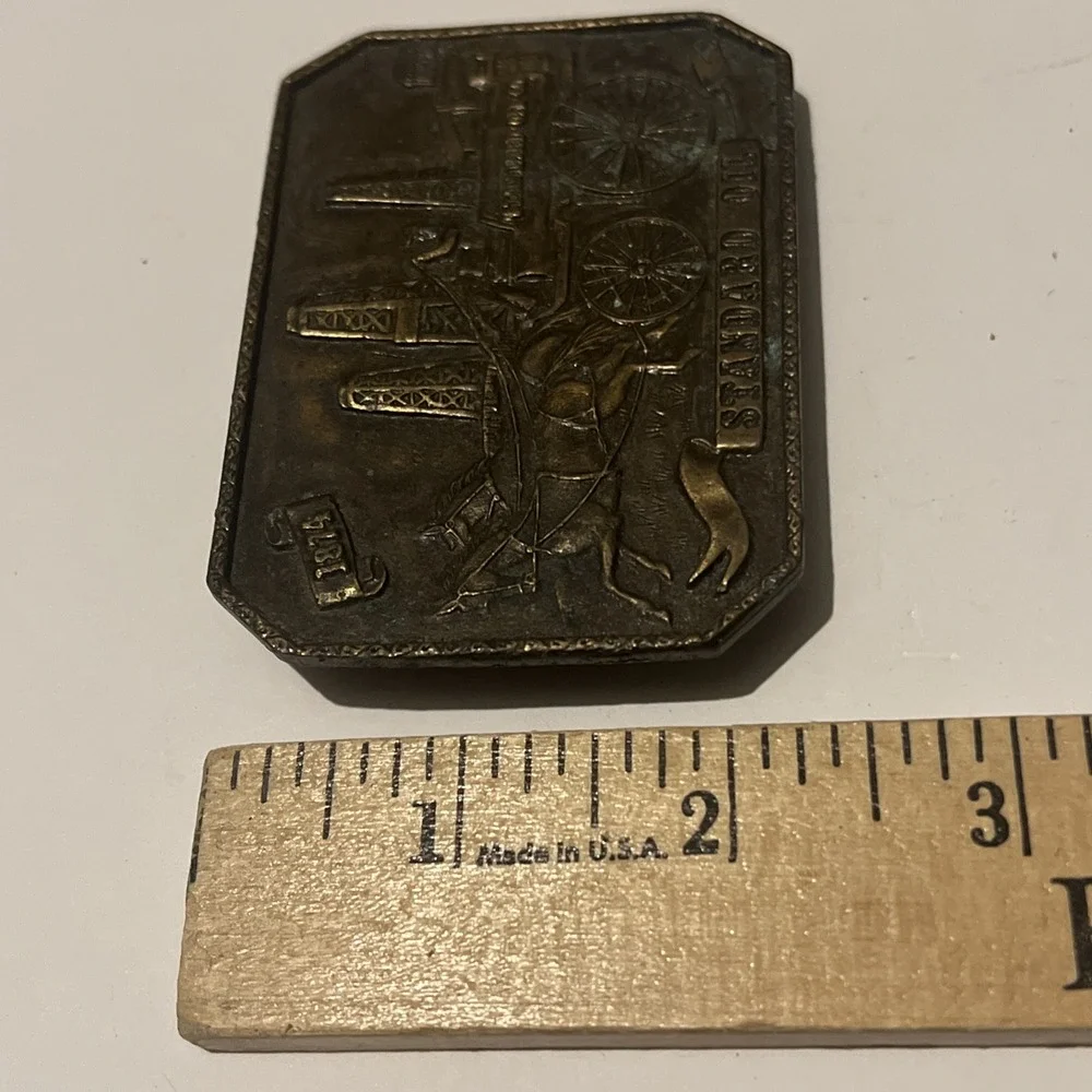 1975 Vintage Bergamot Brass Works 1874 Standard Oil Co Belt Buckle G-37 Brass